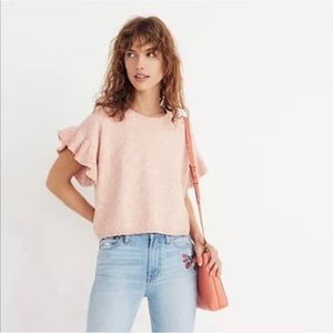 Madewell Salmon Ruffle Short Sleeved Sweater